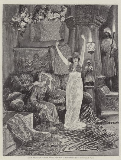 Sarah Bernhardt en Izeyl, dans la Nouvelle Pièce au Théâtre de la Renaissance, Paris - Richard Caton Woodville junior